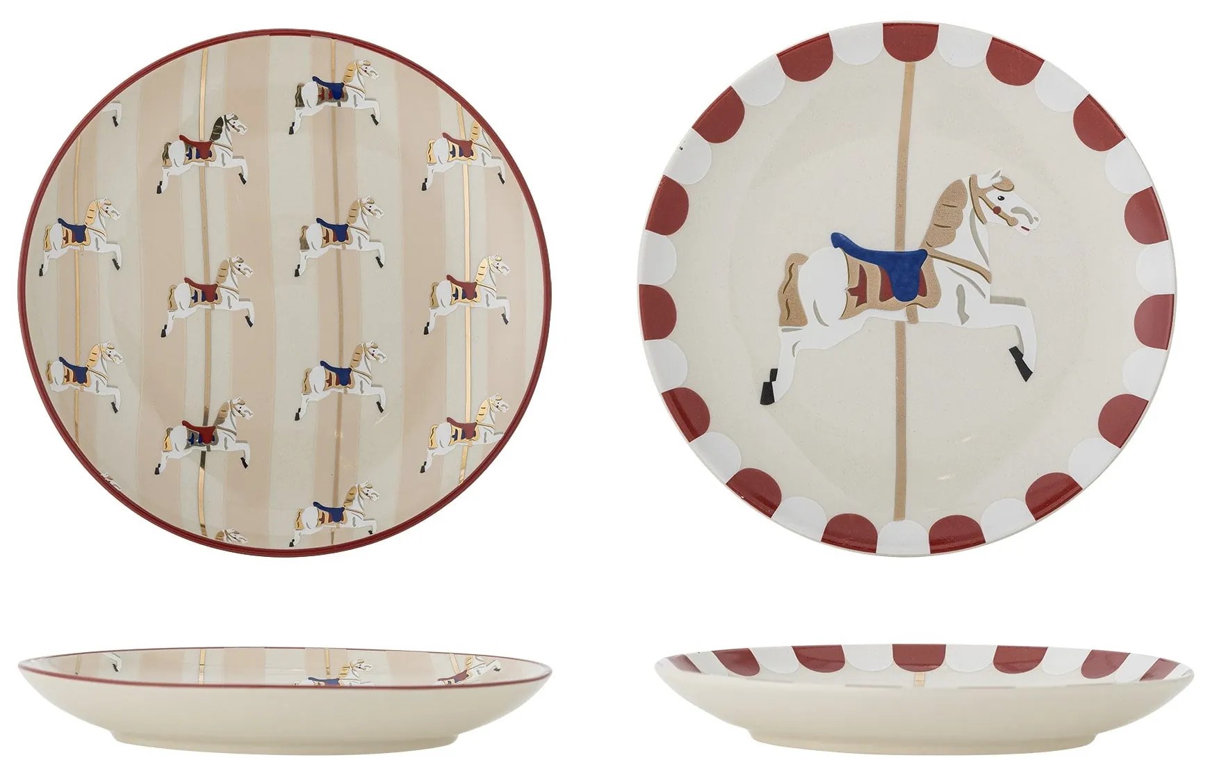 Bloomingville Keramický dezertný tanier Merry-go-round Koníky
