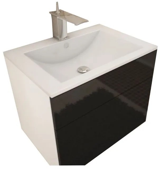 AKCIA Biela skrinka pod umývadlo MASON BL13, čierny vysoký lesk HG II. akosť