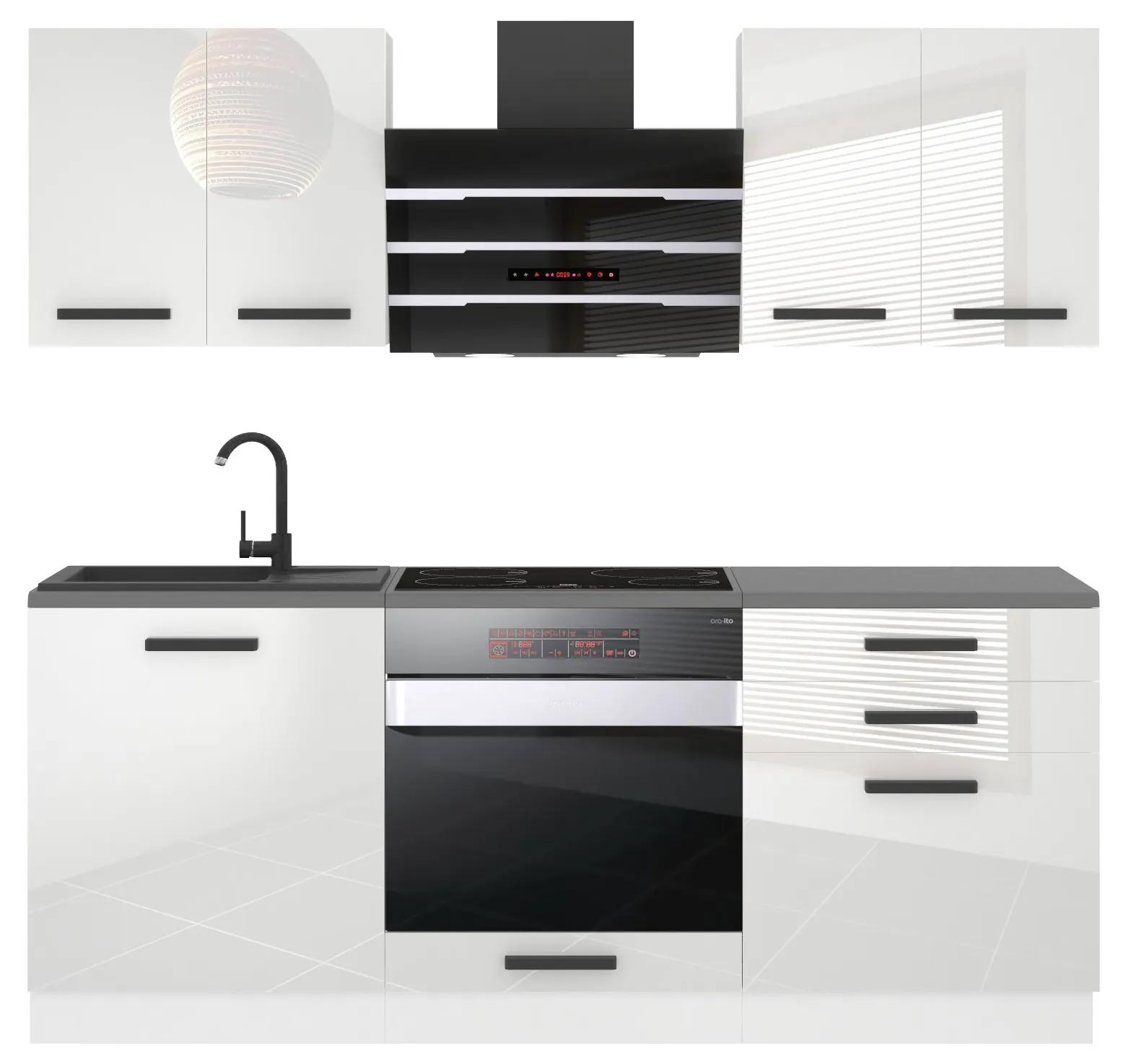 Kuchynská linka Belini Premium Full Version 180 cm biely lesk s pracovnou doskou MARY