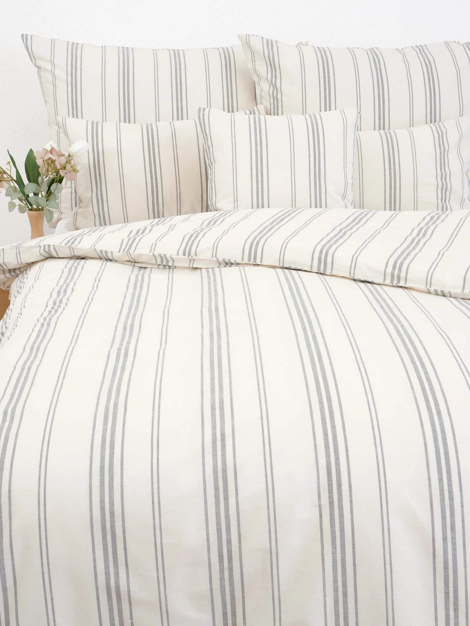 Bavlnené obliečky Natural - Prúžky šedé