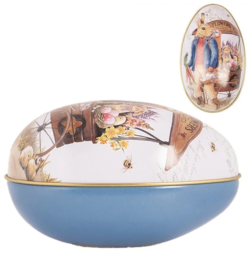 Decoration Egg 7x11x7 Cm White Metal Rabbit - 7*11*7 cm