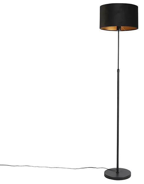Stojacia lampa čierna s velúrovým odtieňom čierna so zlatom 35 cm - Parte