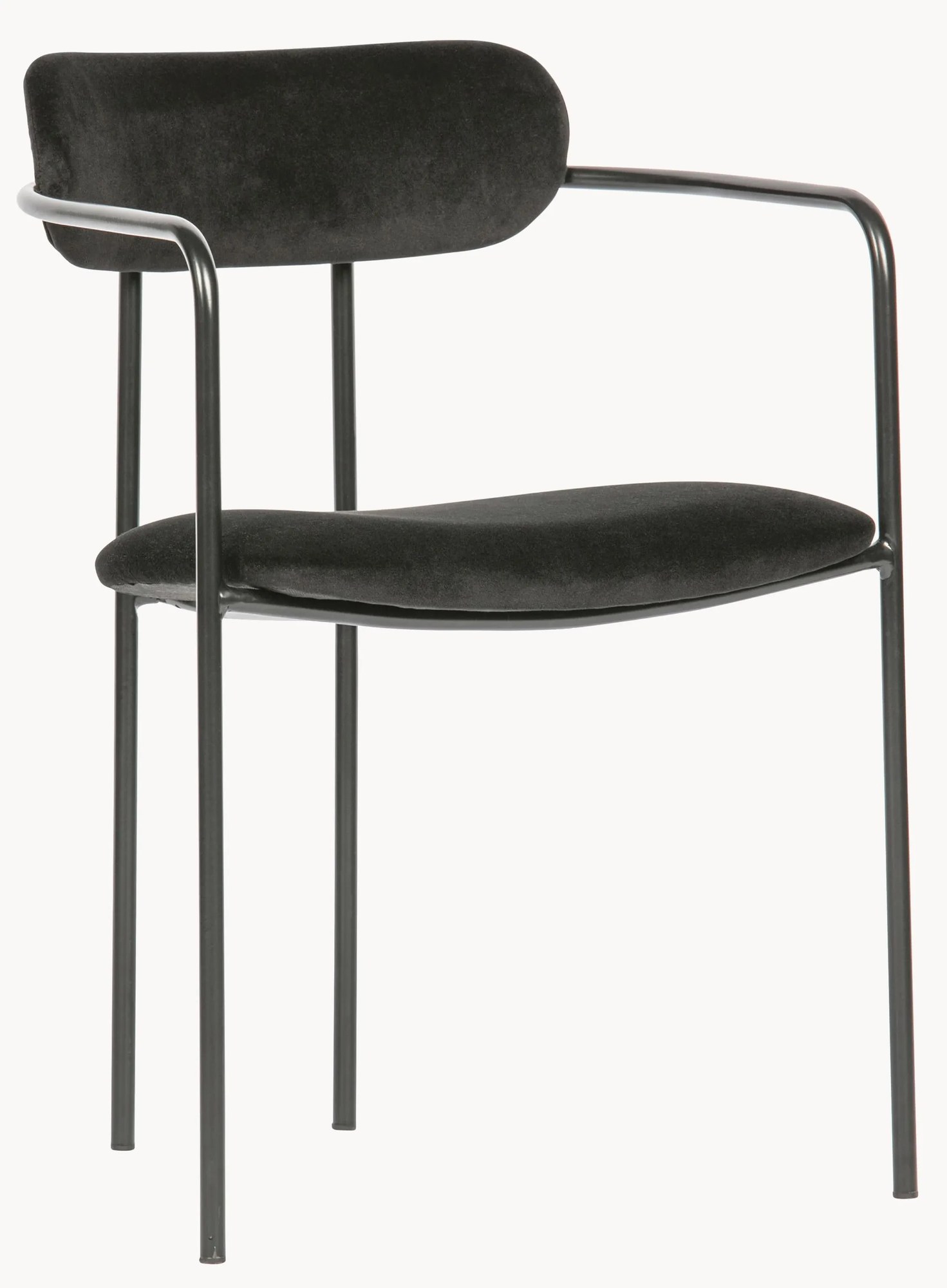 Stohovateľné zamatové jedálenské stoličky Elvy, 2 ks