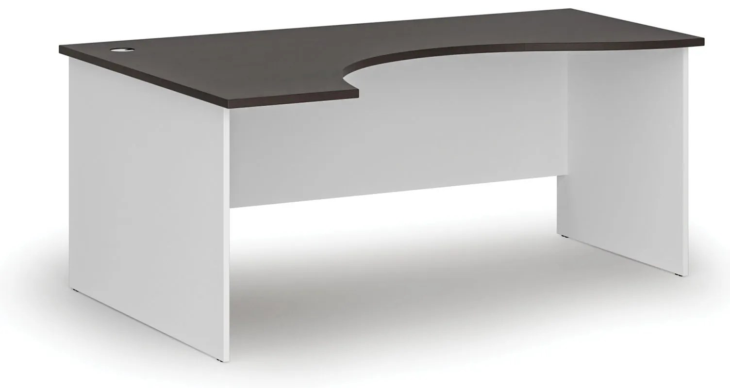 Ergonomický kancelársky písací stôl PRIMO WHITE, 180x120 cm, ľavý, biela/wenge