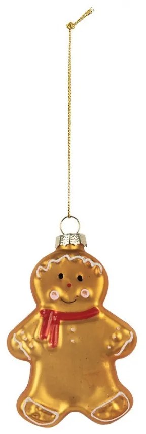 Vianočná sklenená závesná ozdoba perníček - 6*2*10 cm