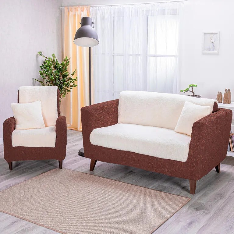 Prikrývky na sedaciu súpravu SHERPA krémové