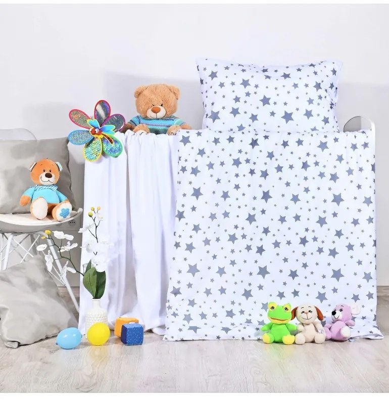 Obliečky detské bavlnené Sky biele EMI, Detský set 90x130 + 45x65