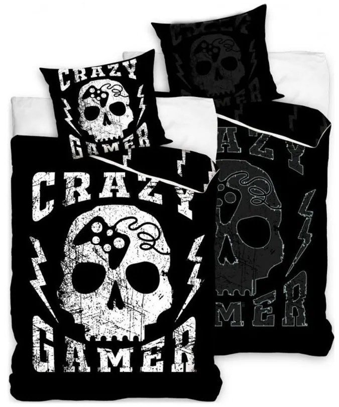 Bavlnené posteľné obliečky Crazy Gamer - so svietiacim efektom - 100% bavlna Renforcé - 70 x 90 cm + 140 x 200 cm