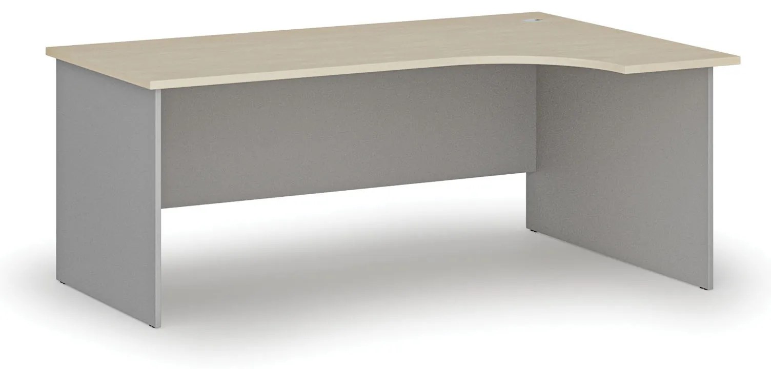 Rohový kancelársky písací stôl PRIMO GRAY, 180x120 cm, pravý, sivá/breza