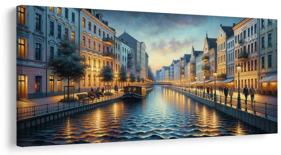 Obraz osvetlené večerné nábrežie