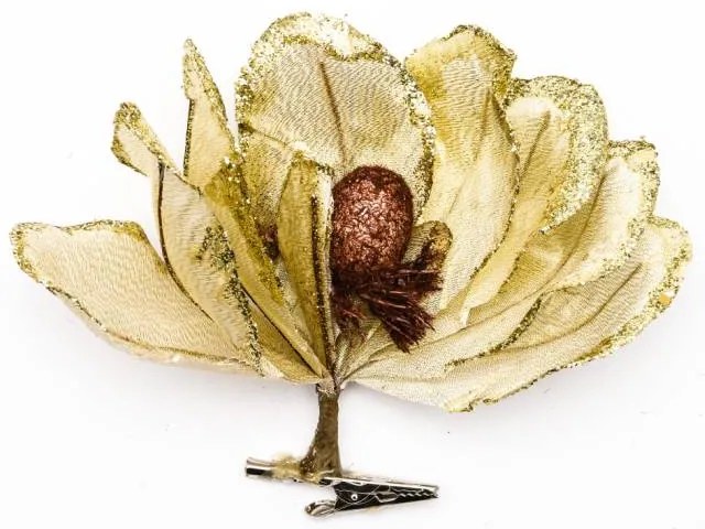 DECOLED Umelý kvet so svorkou, krémový, 20 cm