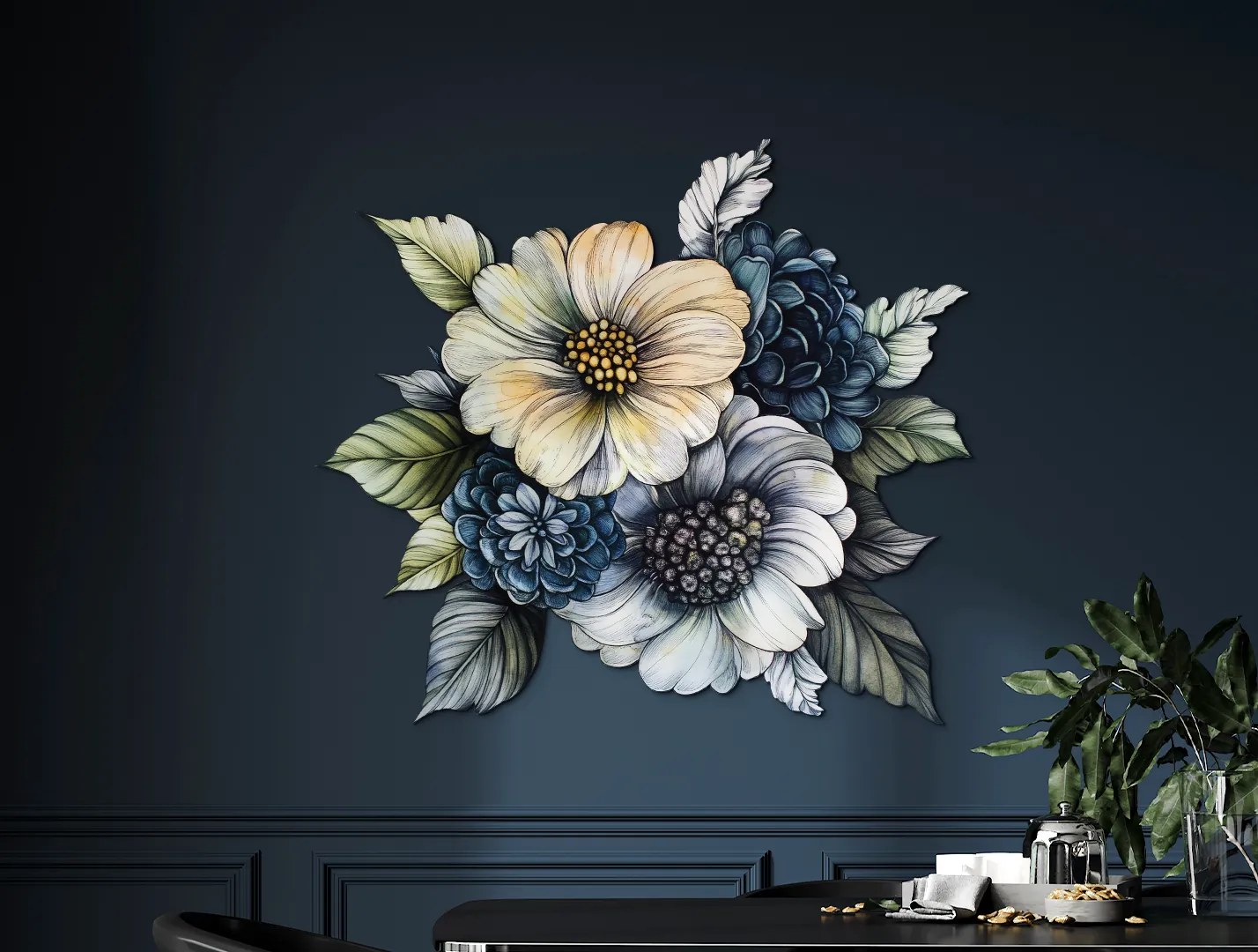 drevko | Obraz Maľovaná kytica 405 x 44 cm