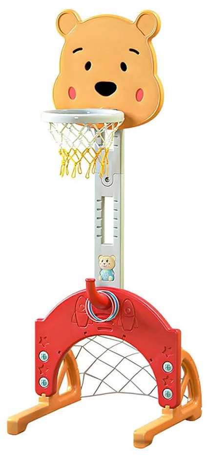 Detská hracia súprava 4 v 1 s nastaviteľnou výškou, oranžovo-žltá