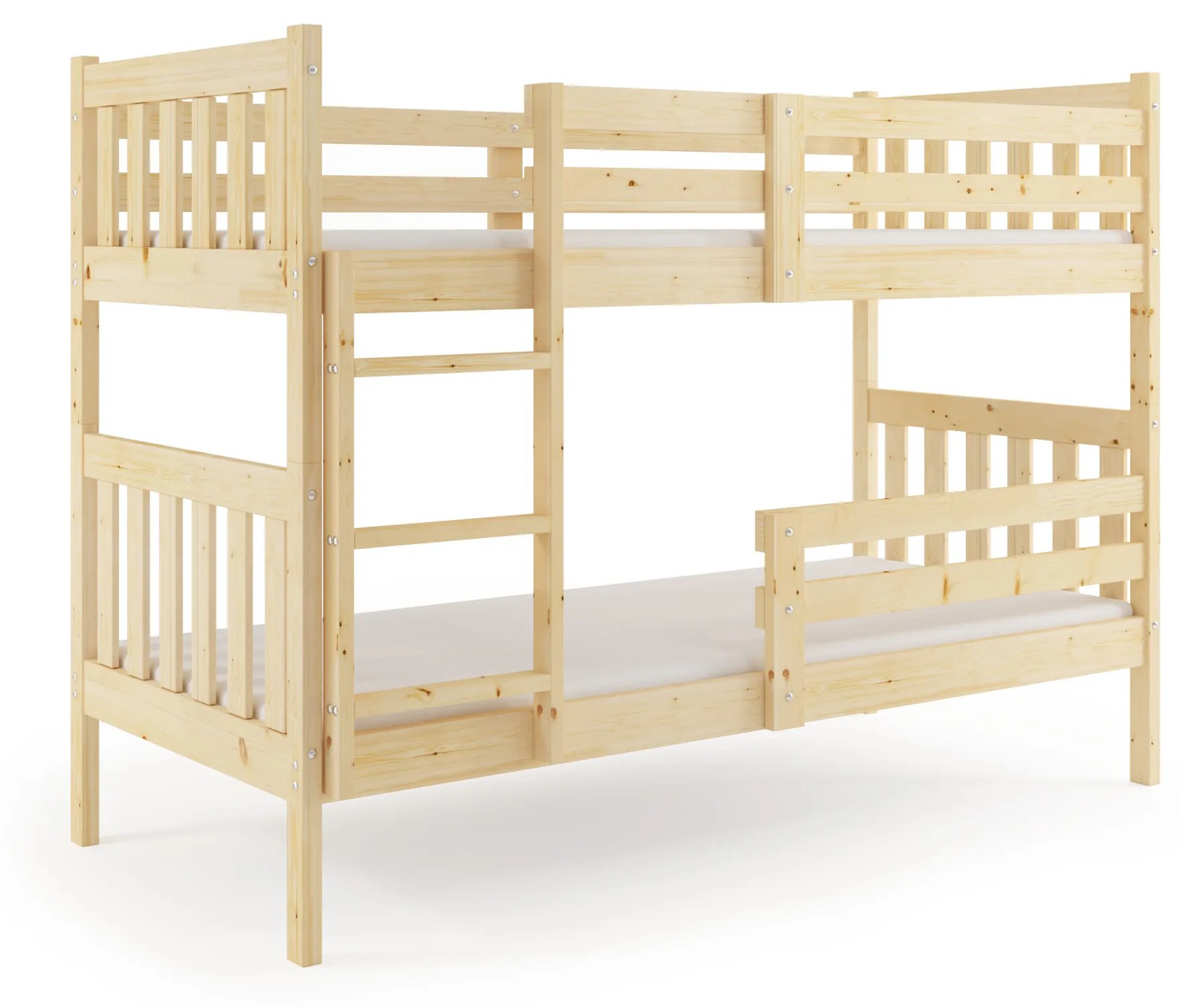 Poschodová posteľ s matracmi NATURAL 190x90 borovica