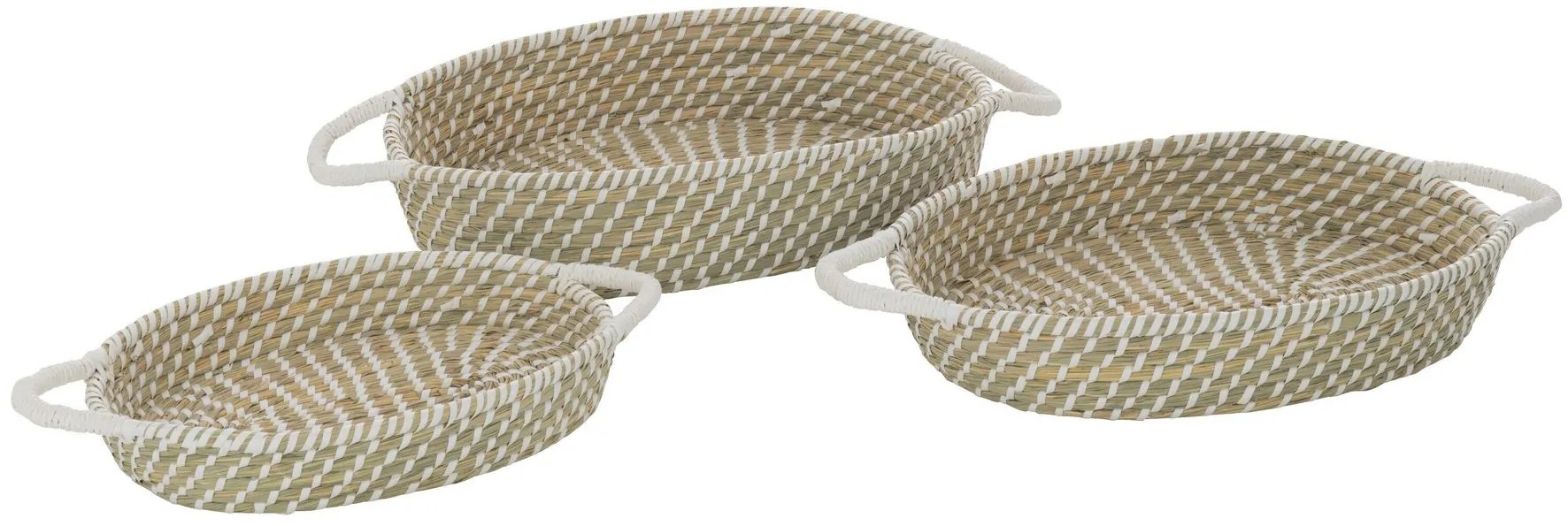 Sada 3ks prírodný oválny košík z morskej trávy s ušami Witte - 59*34*11cm