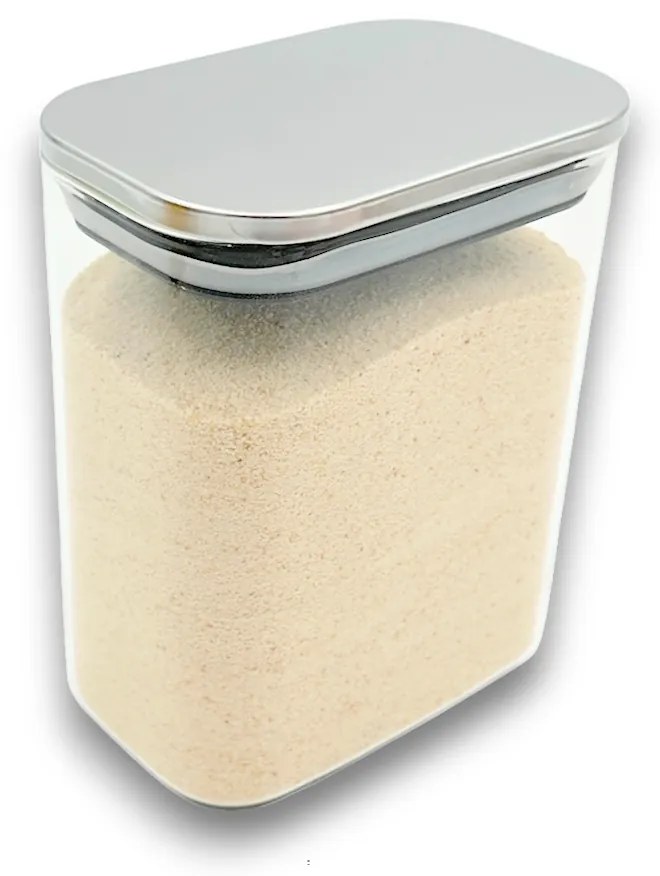 Arte Regal Sklenená obdĺžniková dóza s nerezovým vekom, 1,1l NEREZ VIVO