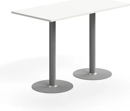 Barový stôl ALVA, 1400x700x900 mm, s kotvením do zeme, HPL, strieborná/biela