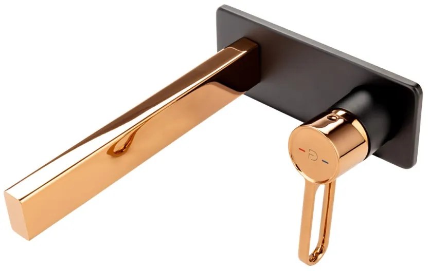 F-Design Zaffiro, podomietková umývadlová batéria, čierna matná-ružové zlato, FD1-ZFR-3PA-25