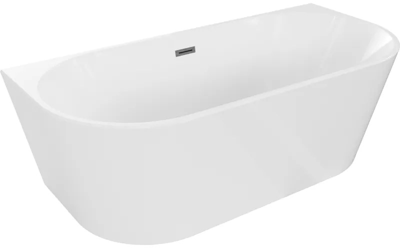 Mexen Oval, voľne stojaca nástenná vaňa 180 x 80 cm, biela, grafitový prepad, 52671808000-66