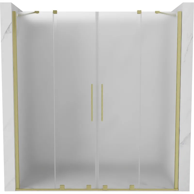 Mexen Velar Duo, posuvné sprchové dvere do otvoru 200 cm, 8mm sklo námraza, zlatá matná, 871-200-000-32-55