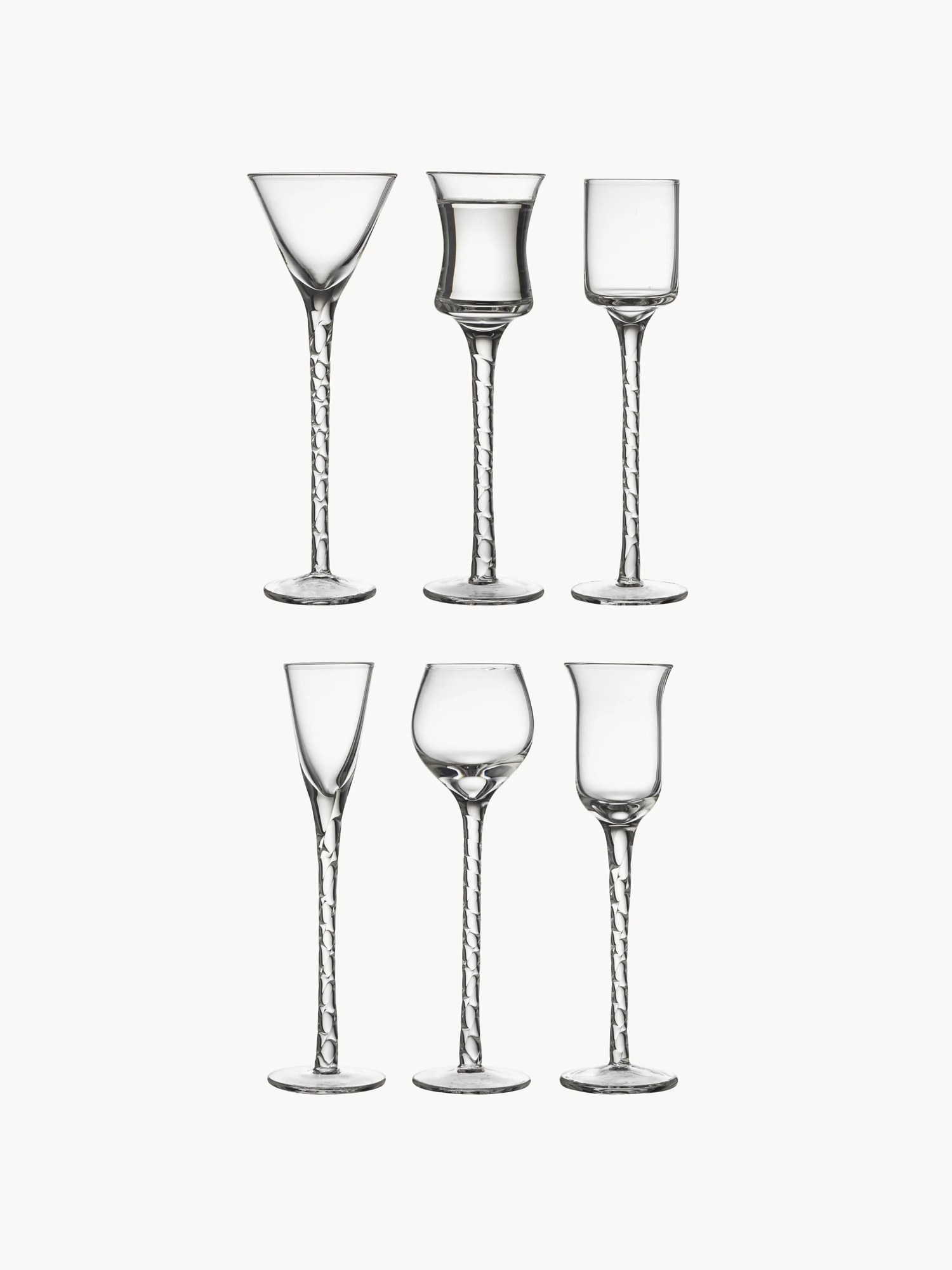 Ručne fúkané poháre na shoty Rom, 6 ks