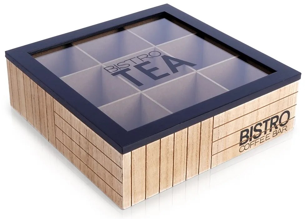 Orion Krabička na čaj, čajový organizér s 9 priehradkami, drevo BISTRO
