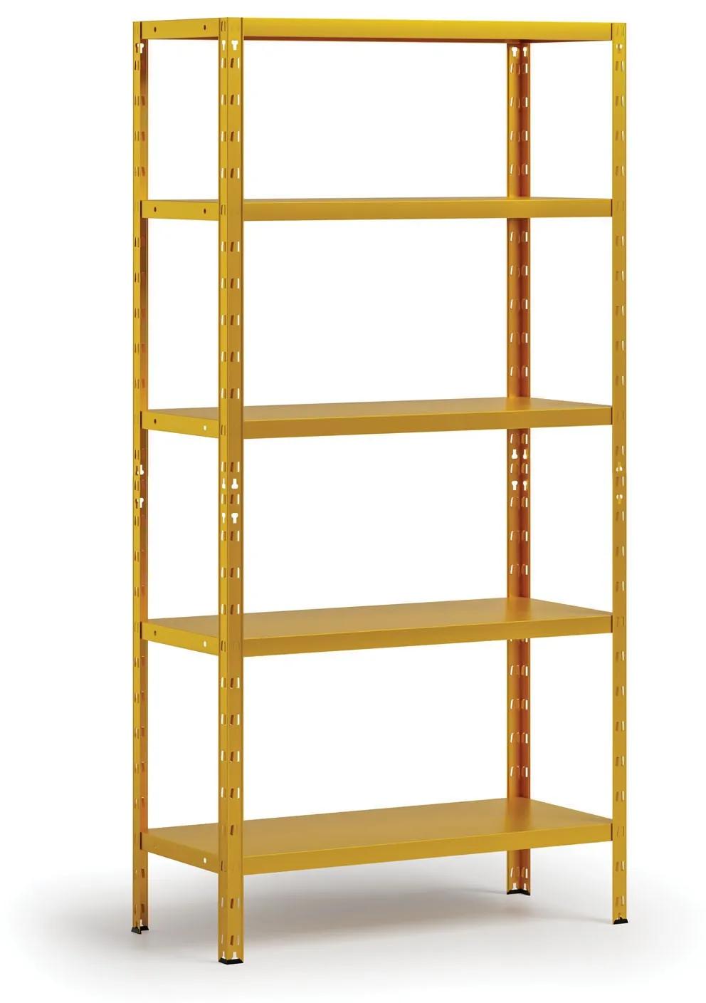 Policový regál 1800x900x400 mm, 5 políc, nosnosť police 70 kg, žltý