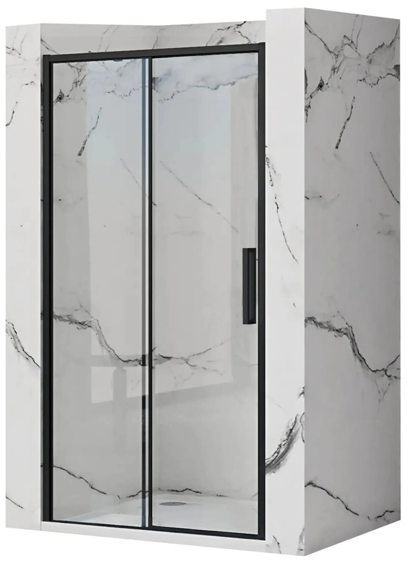 Rea Rapid Slide, posuvné sprchové dvere 1100 x 1950 mm, 6mm číre sklo, čierny profil, REA-K6401