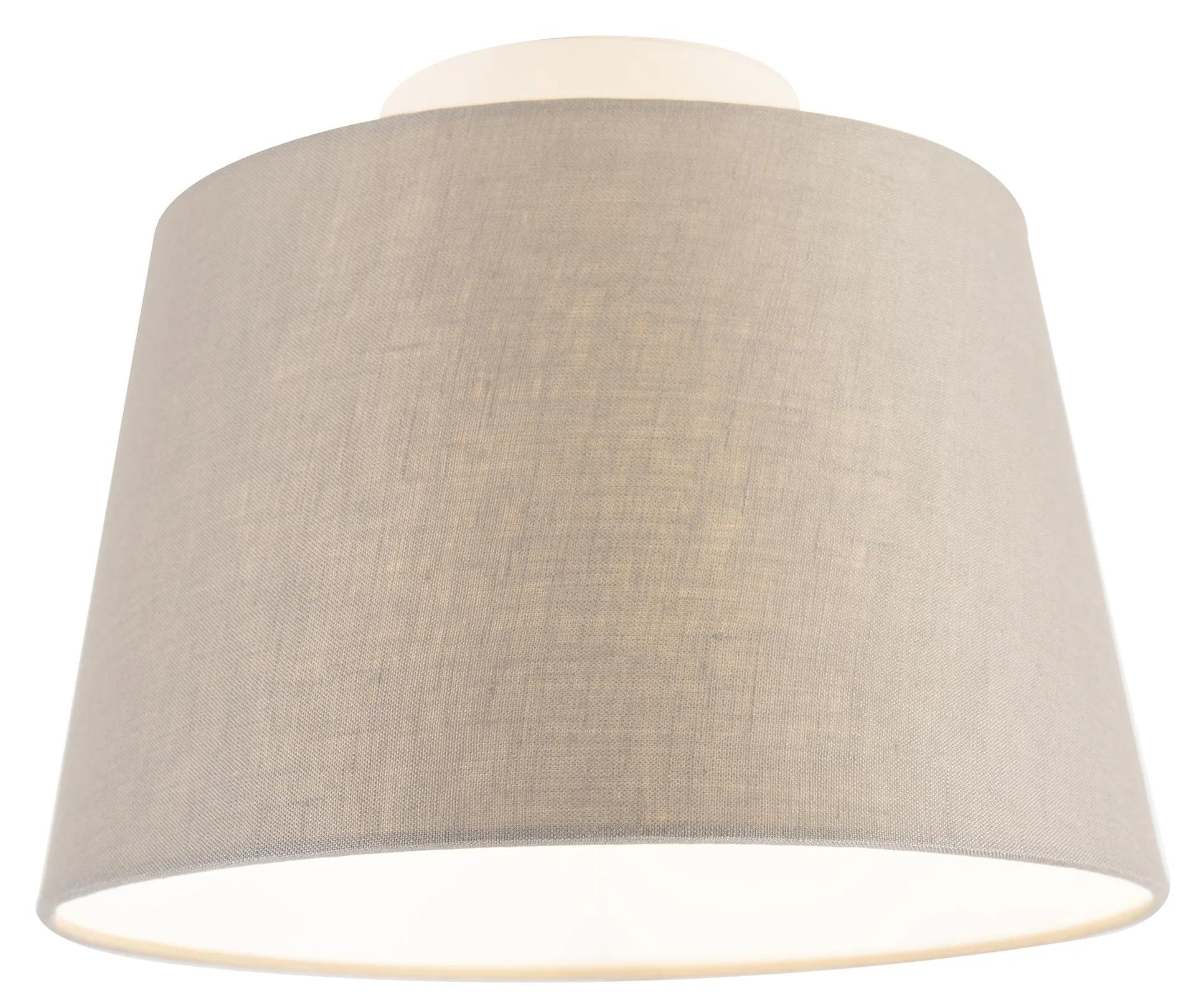 Stropné svietidlo s tienidlom z ľanu taupe 25 cm - Combi biele
