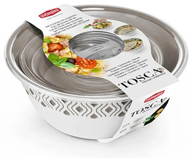 STEFANPLAST Plastová miska Tosca, biely/svetlo šedý set 3ks s vekom