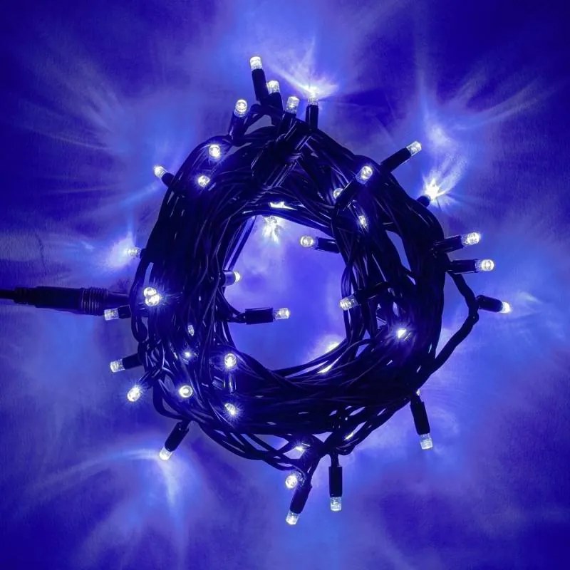 DECOLED Svetelná reťaz LED 5 m, modrá, 50 diód, IP67, Easy fix