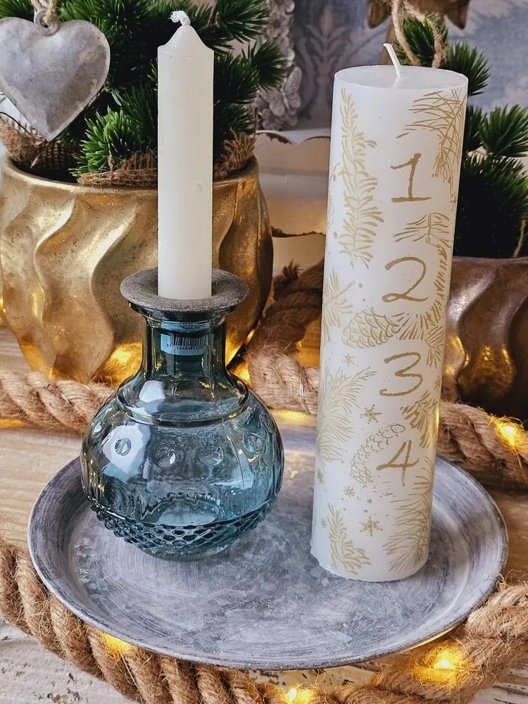 Zinkový antik plechový okrúhly podnos Dorié - Ø 20*2 cm