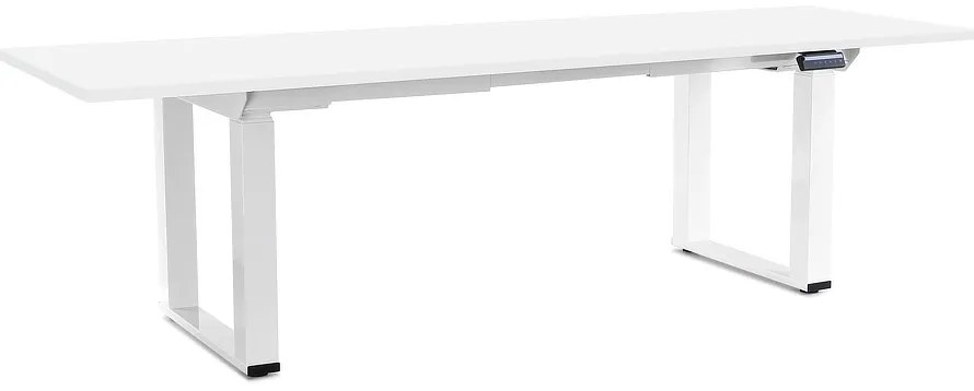 Výškovo nastaviteľný stôl OfficeTech Strong 240 x 80 cm, biela podnož, biela