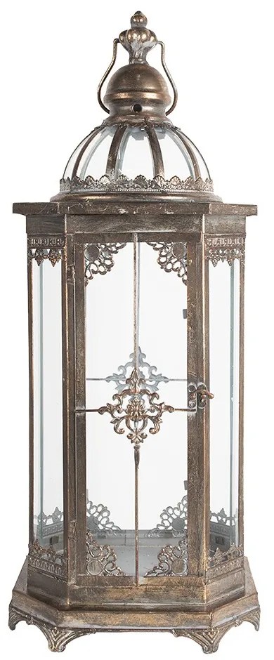 Medený antik kovový lampáš Antoanette - 28*22*68/76 cm