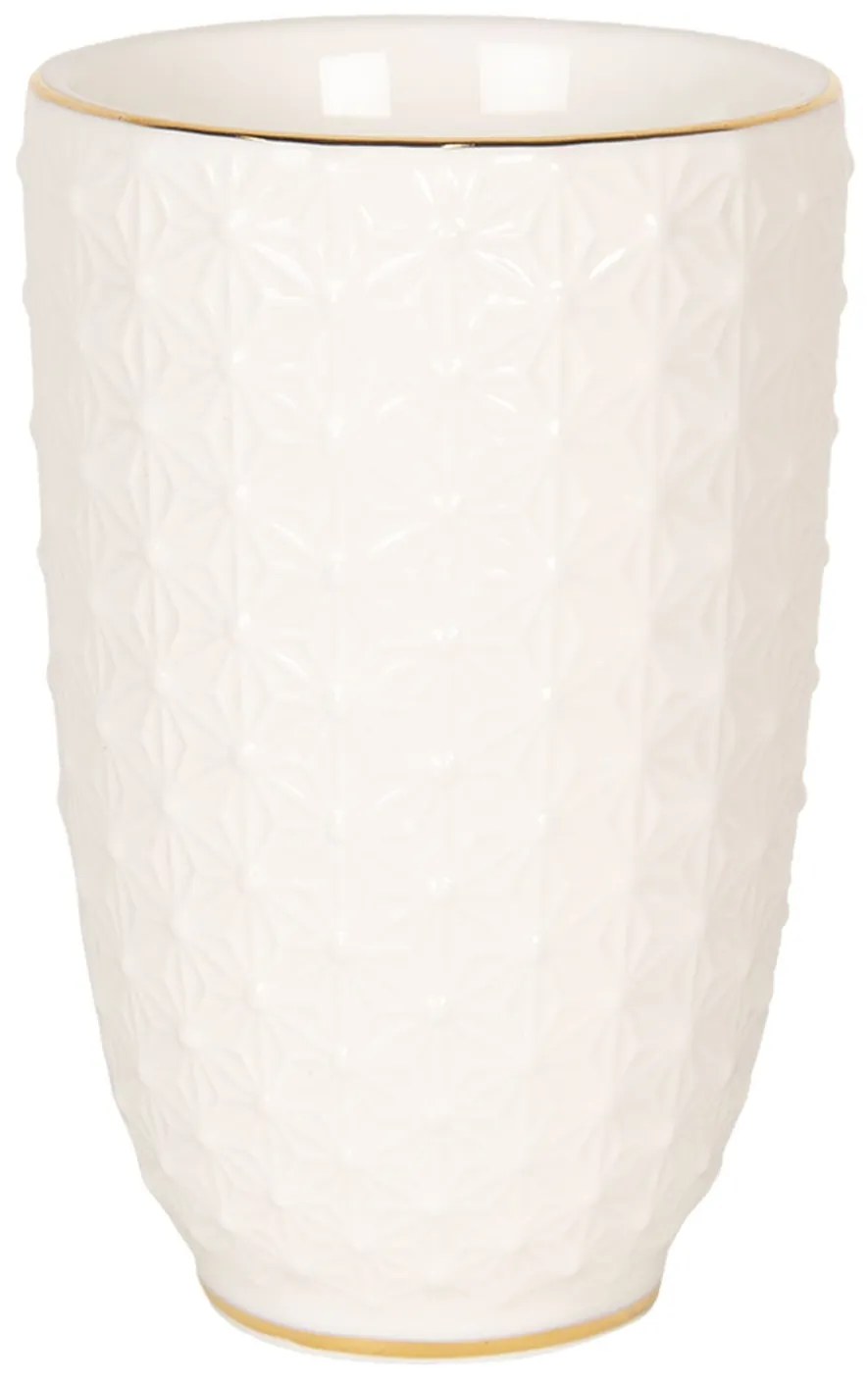 Porcelánový téglik na zubné kefky so zlatým pruhom - Ø 7*12 cm