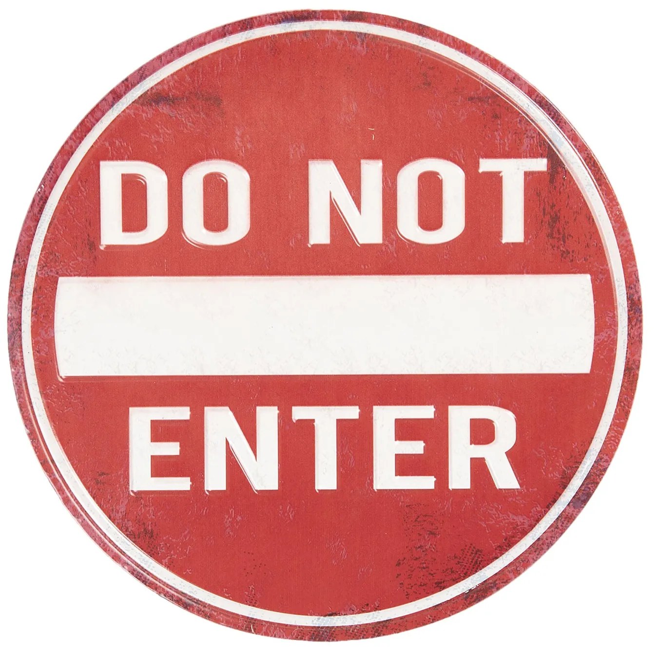 Červená guľatá kovová ceduľa Do not enter -Ø 35 cm