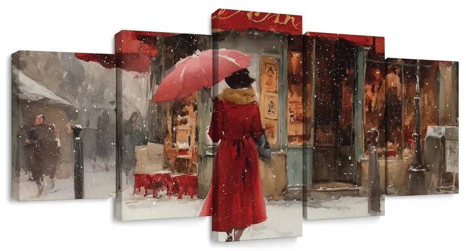 5-dielny obraz čaro zimnej ulice