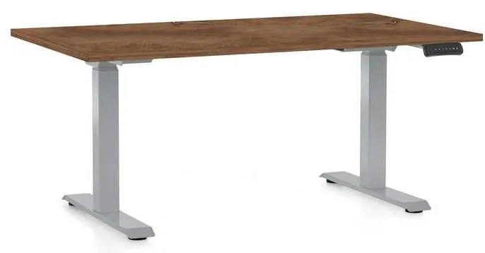 Výškovo nastaviteľný stôl OfficeTech D, 120 x 80 cm, sivá podnož, dub silverjack