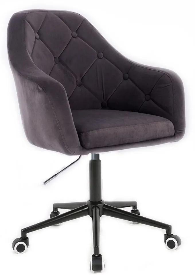 LuxuryForm DESIGN Kreslo ANDORA VELUR na čiernej podstave s kolieskami - tmavo šedé