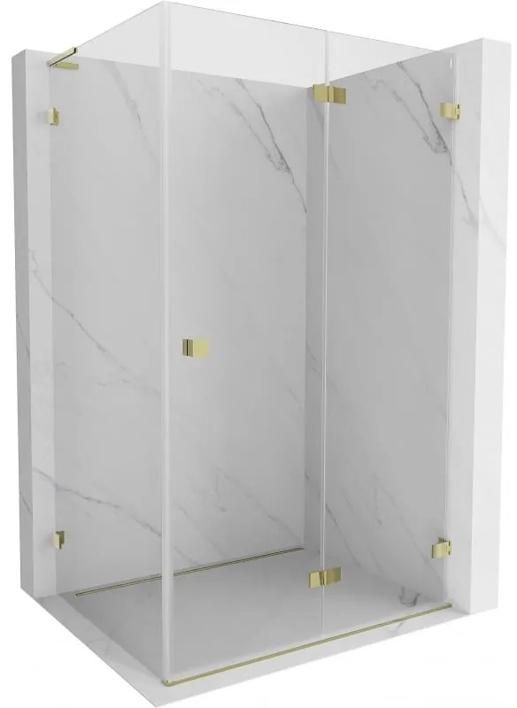 Mexen Lunar-F L, sprchový kút pravý skladací 100 x 90 cm, 8mm číre sklo, zlatý profil, 836L-100-090-50-00-P