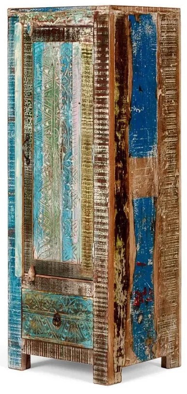 furniture-nabytek.cz - Masívna kúpeľňová vysoká komoda Blue Lagoon z mangového dreva, lakovaná, farebná – 50×45×135 cm