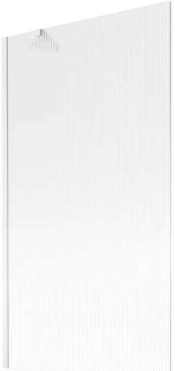 Mexen Next, vaňová zástena 1-krídlová 100 x 150 cm, fixné krídlo, 6 mm sklo s pruhmi, biely profil, 895-100-000-00-09-20