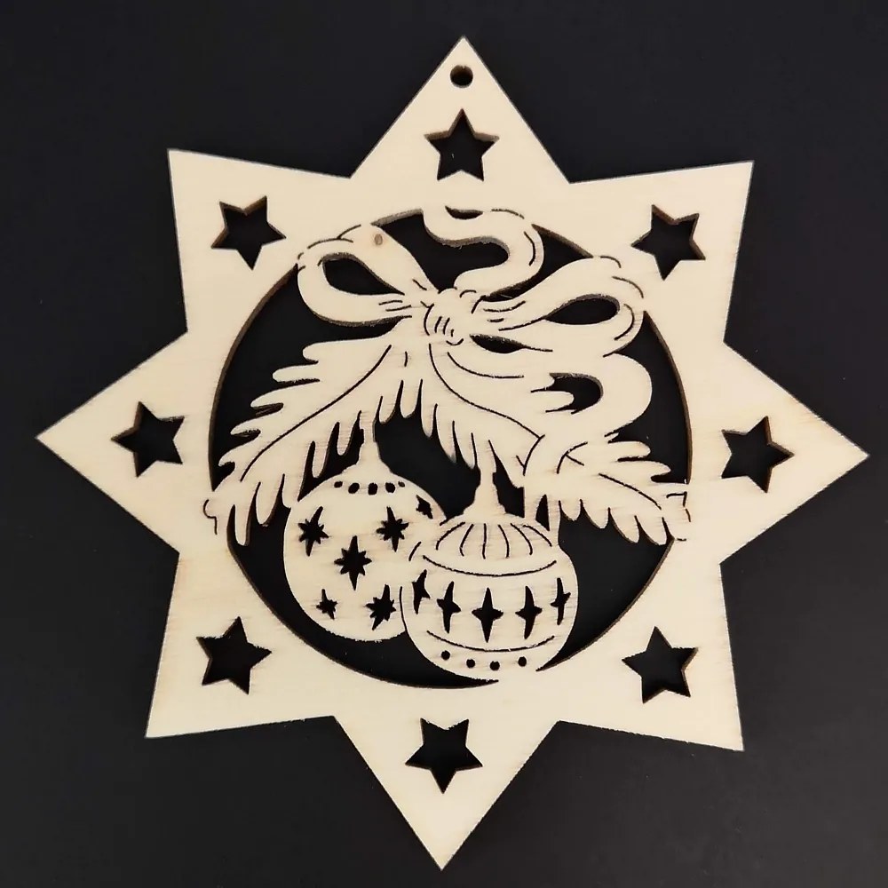 AMADEA Drevená ozdoba hviezda s guľami 8 cm AMADEA Drevená ozdoba hviezda s guľami 8 cm