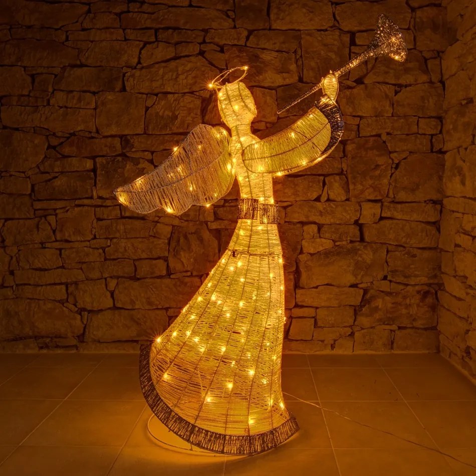 DECOLED LED svetelný anjel 122 cm, IP44, teplá biela
