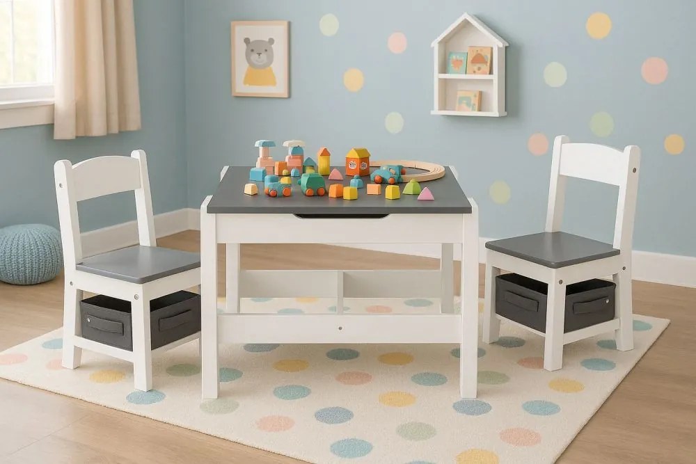 Sada nábytku pre deti stolík + 2 stoličky a kriedová tabuľa