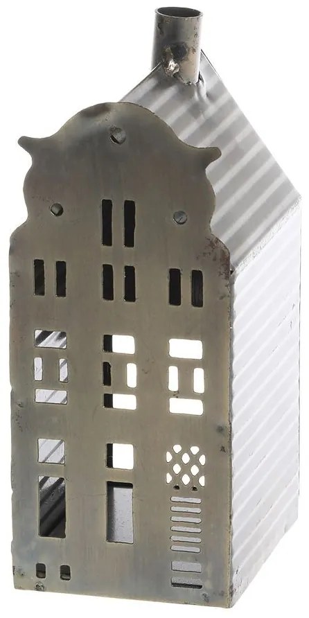 Mosadzný antik kovový domček na sviečku Canie - 7*7*10 cm