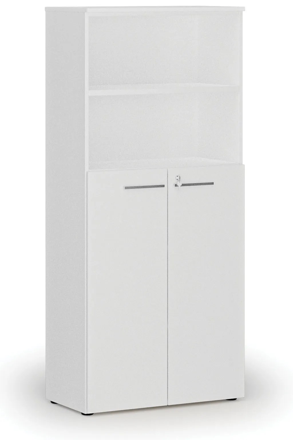 Kombinovaná kancelárska skriňa PRIMO WHITE, dvere na 3 poschodia, 800 x 420 x 1781 mm, biela