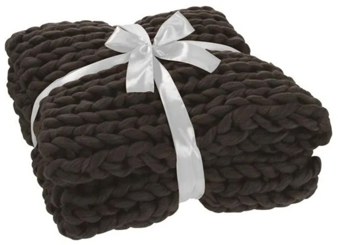 Pletený šedý pléd Tricot dark grey - 152 * 127 cm