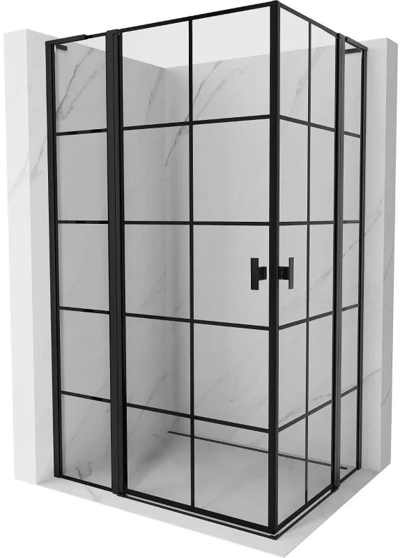Mexen, Mexen Mist L Duo výklopný sprchový kút 105 x 100 cm, čierna mriežka - 8A4L-105L-100P-70-77