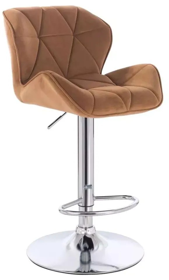 LuxuryForm DESIGN Barová stolička MILANO VELUR na striebornom tanieri - medová